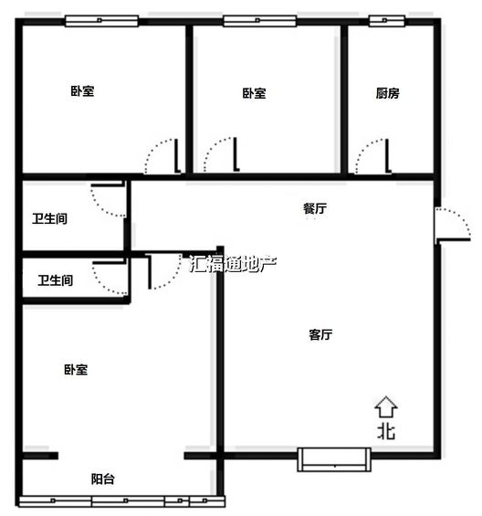 华泰豪庭3室2厅2卫户型图
