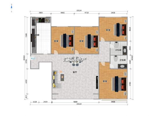 鸿坤理想湾4室2厅2卫户型图