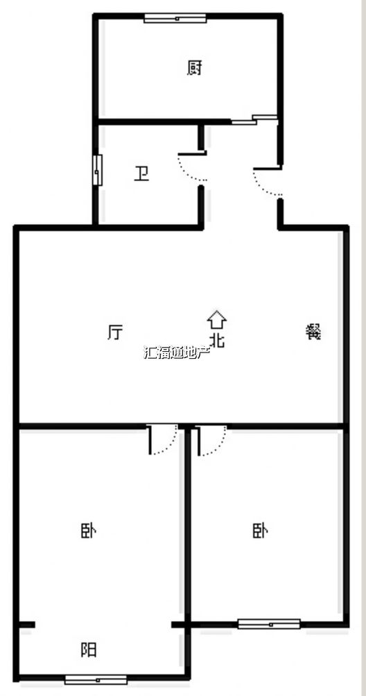 铁道部建厂局小区（范阳路）2室1厅1卫户型图