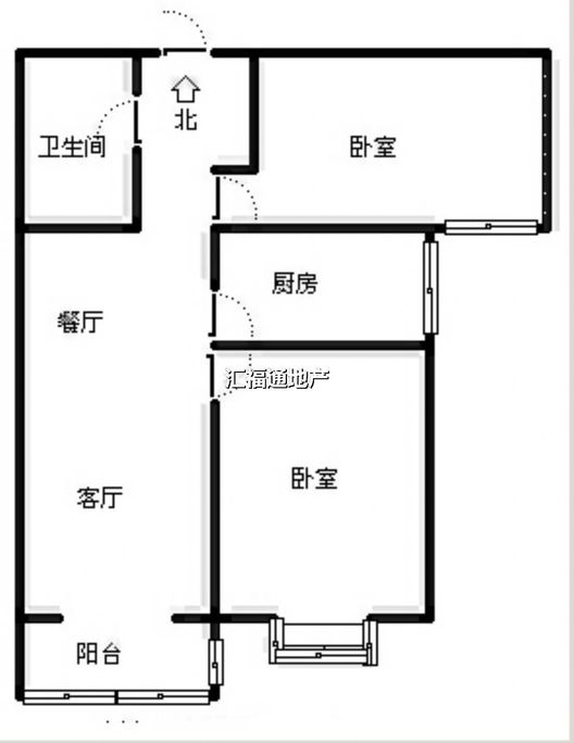 水岸花城2室2厅1卫户型图