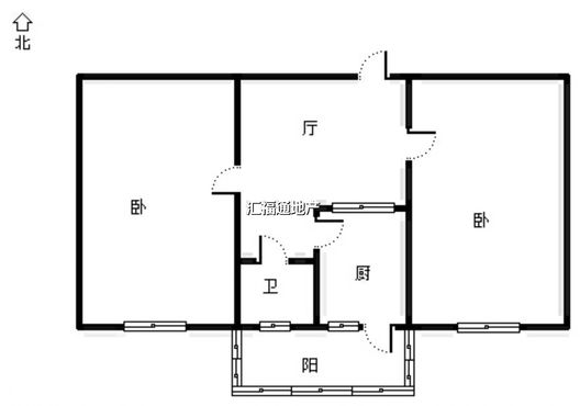 地质总局北院2室2厅1卫户型图