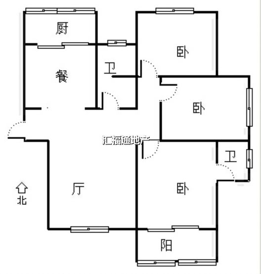 温馨小区3室2厅2卫户型图