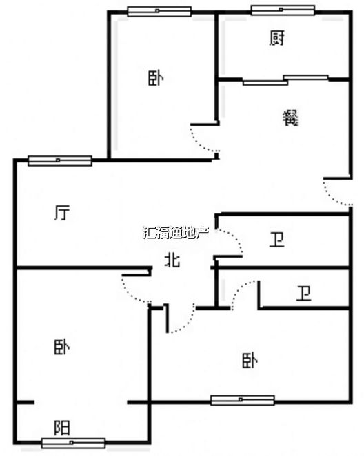 东方家属院3室2厅1卫户型图