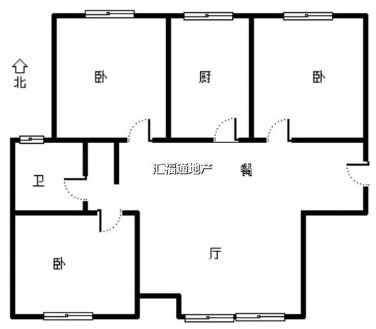 鸿坤新维港3室2厅2卫户型图