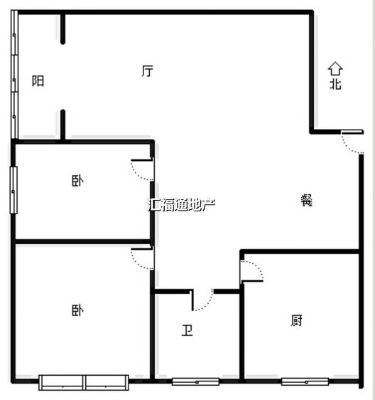 汇元新天地2室1厅1卫户型图