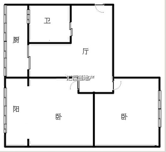 华北铝业生活小区（北院）2室1厅1卫户型图