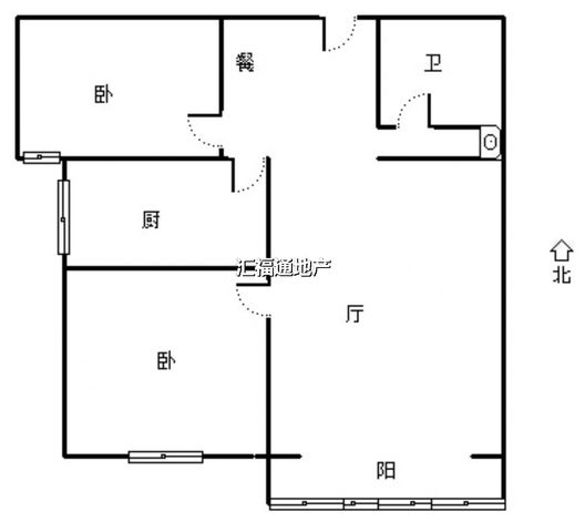 平安D区2室2厅1卫户型图