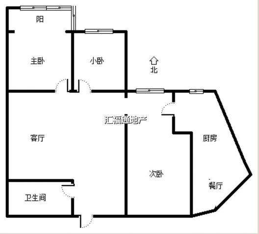 汇元上城3室2厅1卫户型图