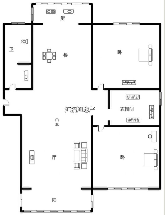 北京城建德信御府2室2厅1卫户型图