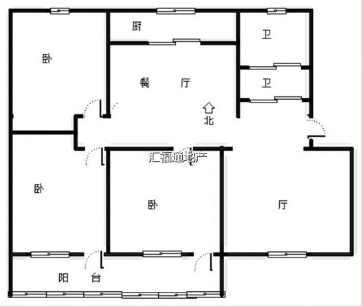 保定第二中心医院住宅小区3室2厅1卫户型图