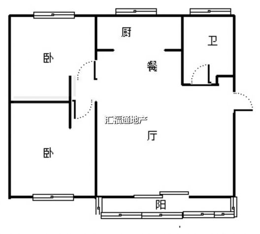 学府澜湾一期2室2厅1卫户型图