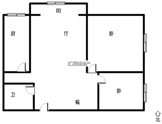 翡翠城（涿郡东区）2室2厅1卫户型图