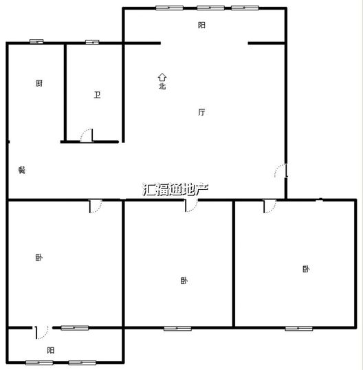 名流公寓3室2厅1卫户型图