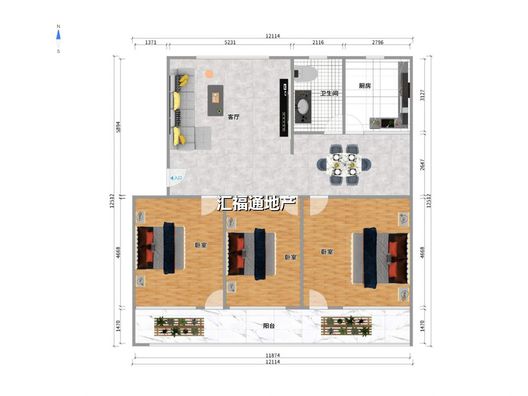 华光小区3室2厅1卫户型图