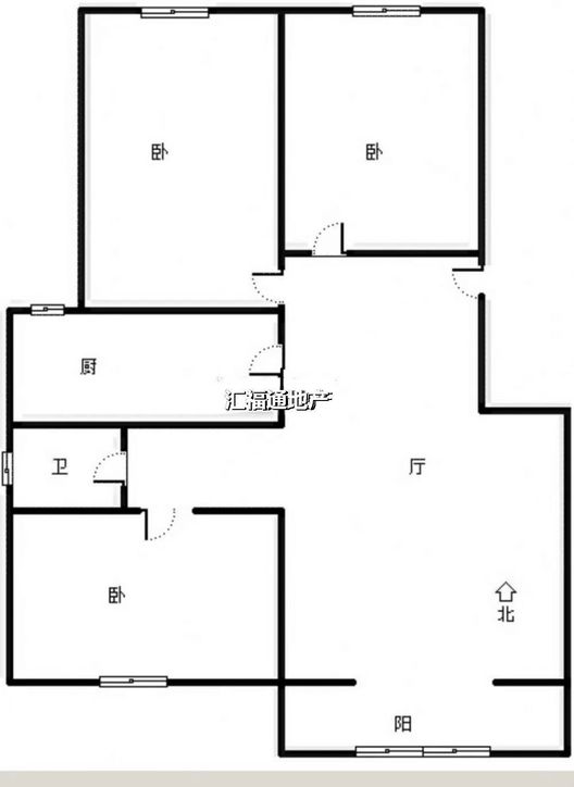 鸿坤理想湾3室2厅1卫户型图