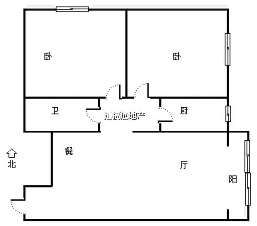 天保郦景2室2厅1卫户型图
