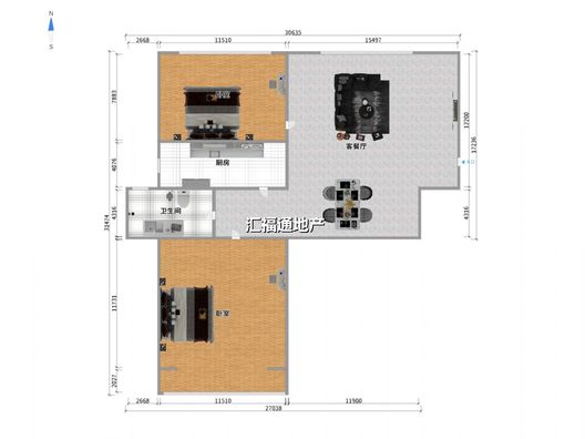 云景城2室1厅1卫户型图