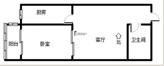 汇元上城1室1厅1卫户型图