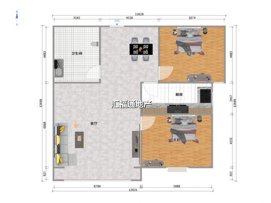 惠友康庭二期2室2厅1卫户型图