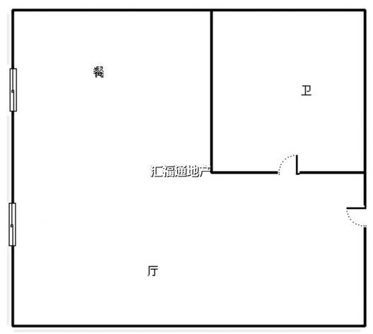 国富公寓(18号楼）1室1厅1卫户型图