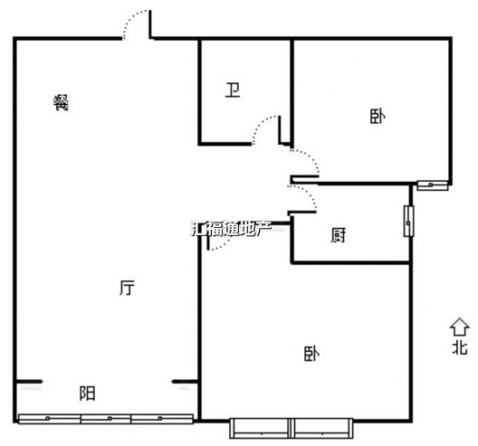 天保绿城2室2厅1卫户型图
