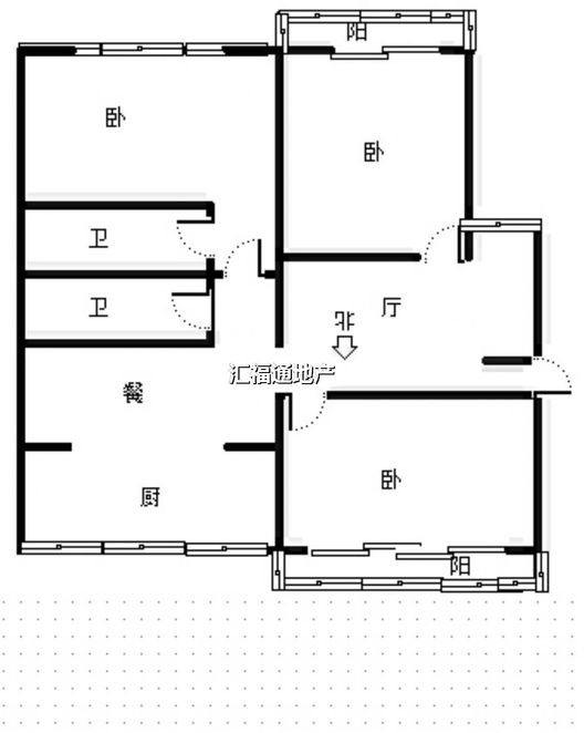 名流公寓3室2厅2卫户型图