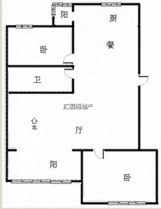 范阳一号（鹏渤御苑）2室2厅1卫户型图