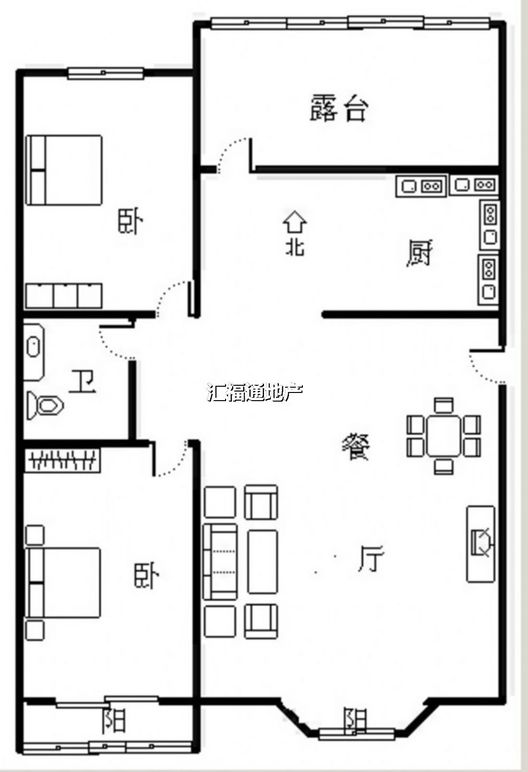 名流枫景五期2室2厅1卫户型图