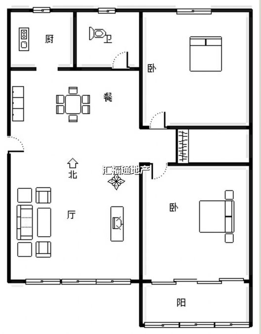 东兴小区（西院）2室2厅1卫户型图