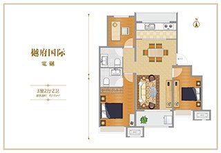 中国铁建樾府国际3 室2 厅2 卫105平米户型图