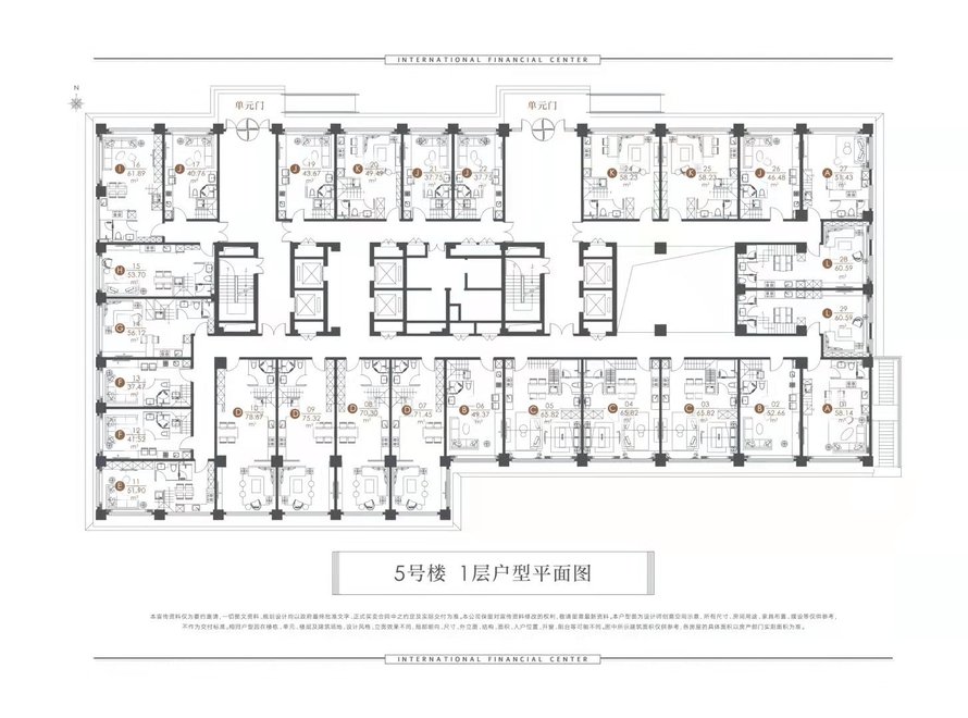 千喜鹤5号楼1层户型平面图