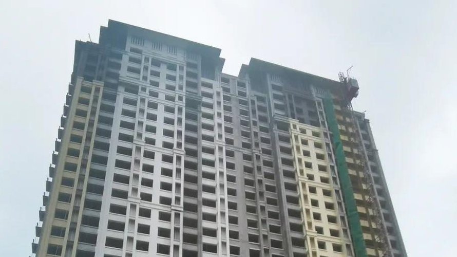 上河天著9月施工进度(12#楼外装外网景观施工)