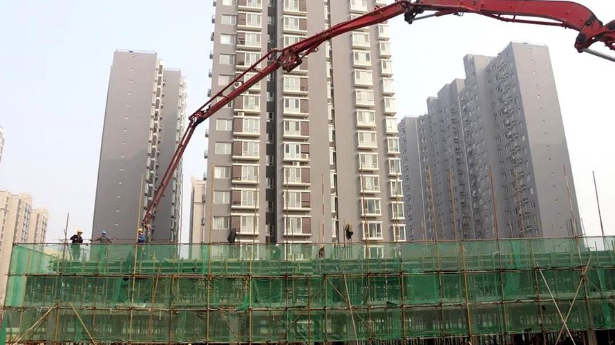 德信御府2021年3月施工现场(4#楼南侧外墙保温完成90%) (2)