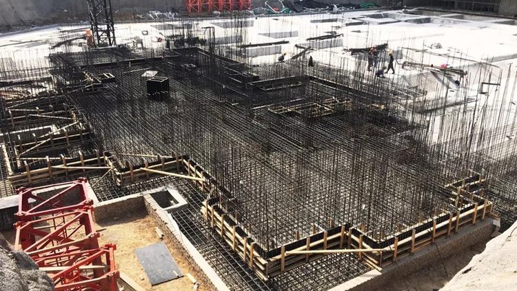 天伦湾2018年5月工程进度(S5-3#  筏板绑筋完工准备浇筑)