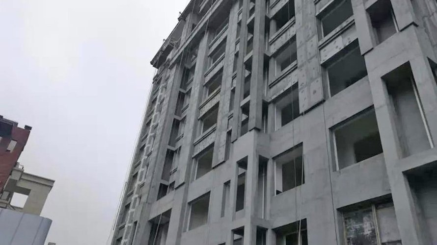 上河天著2021年7月工程进度(6号楼开始刮外墙腻子)