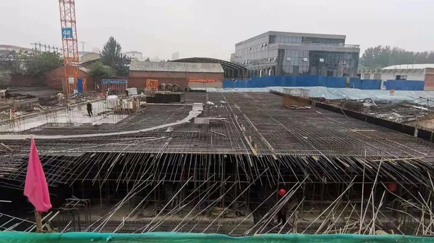 上河天著2021年7月工程进度(4号楼筏板钢筋绑扎完成)