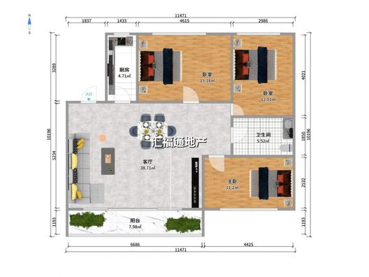 晨光小区3室2厅1卫户型图