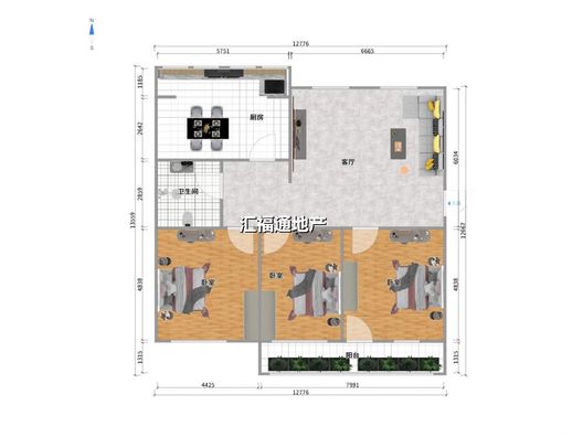 九四家属院3室1厅1卫户型图