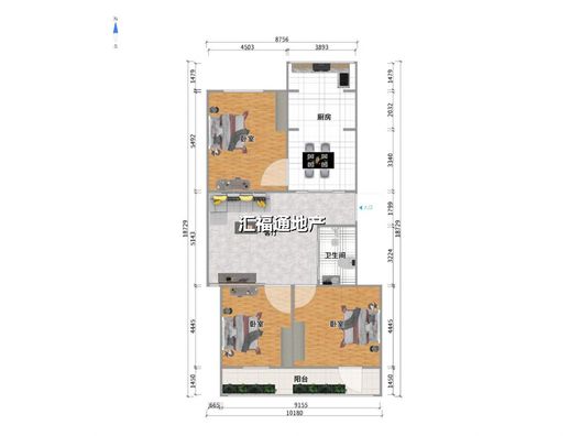 蓝天网架厂小区3室2厅1卫户型图