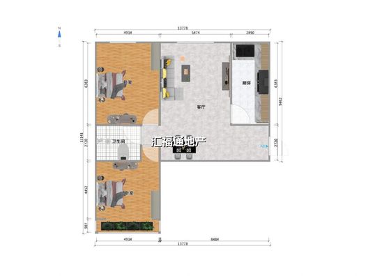 北京理想城2室2厅1卫户型图