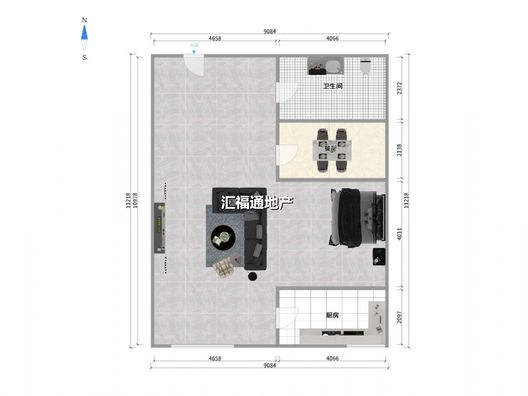 名流美域1室1厅1卫户型图