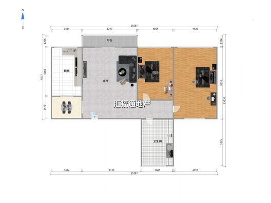 仁和小区2室2厅1卫户型图