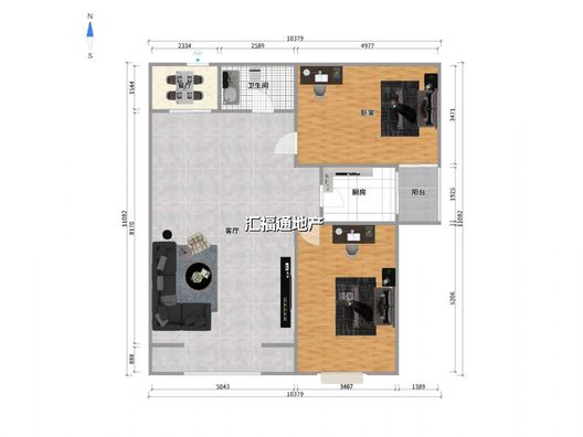 天保凌云城2室1厅1卫户型图