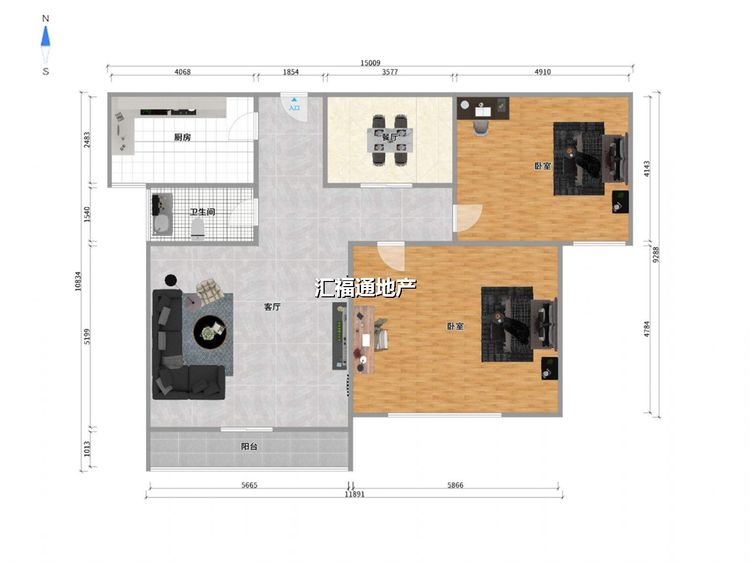 两室两厅一卫建面87㎡ (2)