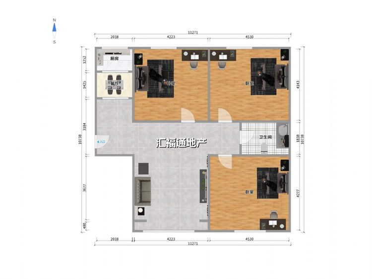 三室两厅一卫建面94.33㎡