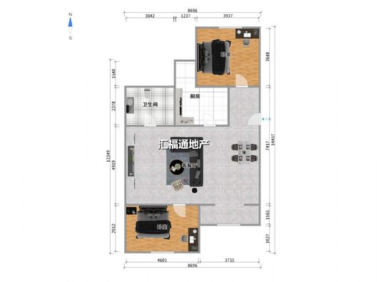 涿州铁路住宅小区2室1厅1卫户型图