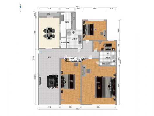 嵘御航城3室2厅2卫户型图