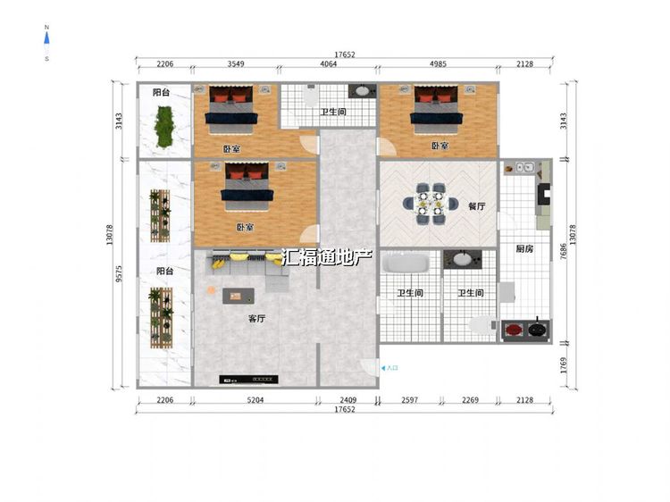 三室两厅两卫建面180㎡ (3)