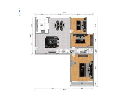 紫荆尚城3室2厅1卫户型图