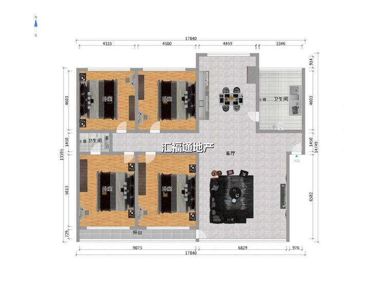 4室2厅2卫 建面200㎡（2）